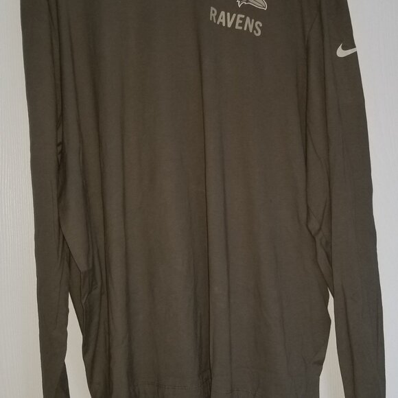 Men's Baltimore Ravens Nike Olive Salute to Service Sideline Long Sleeve T-Shirt - Picture 7 of 12